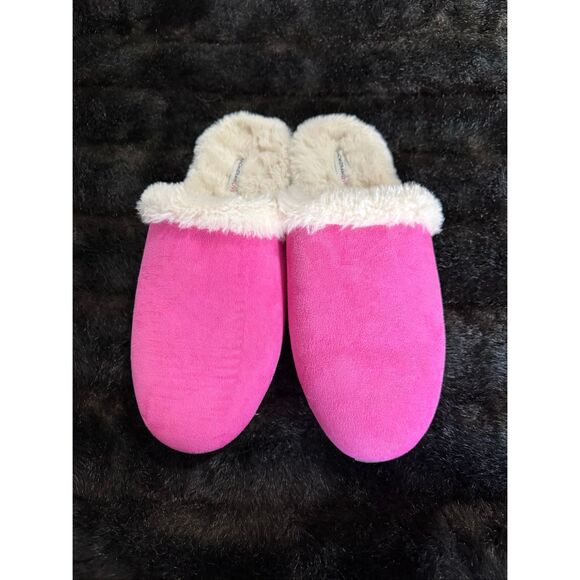 Issac Mizrahi Live! Microsuede Classic Slipper with Faux Fur Pink 11 - Picture 2 of 4